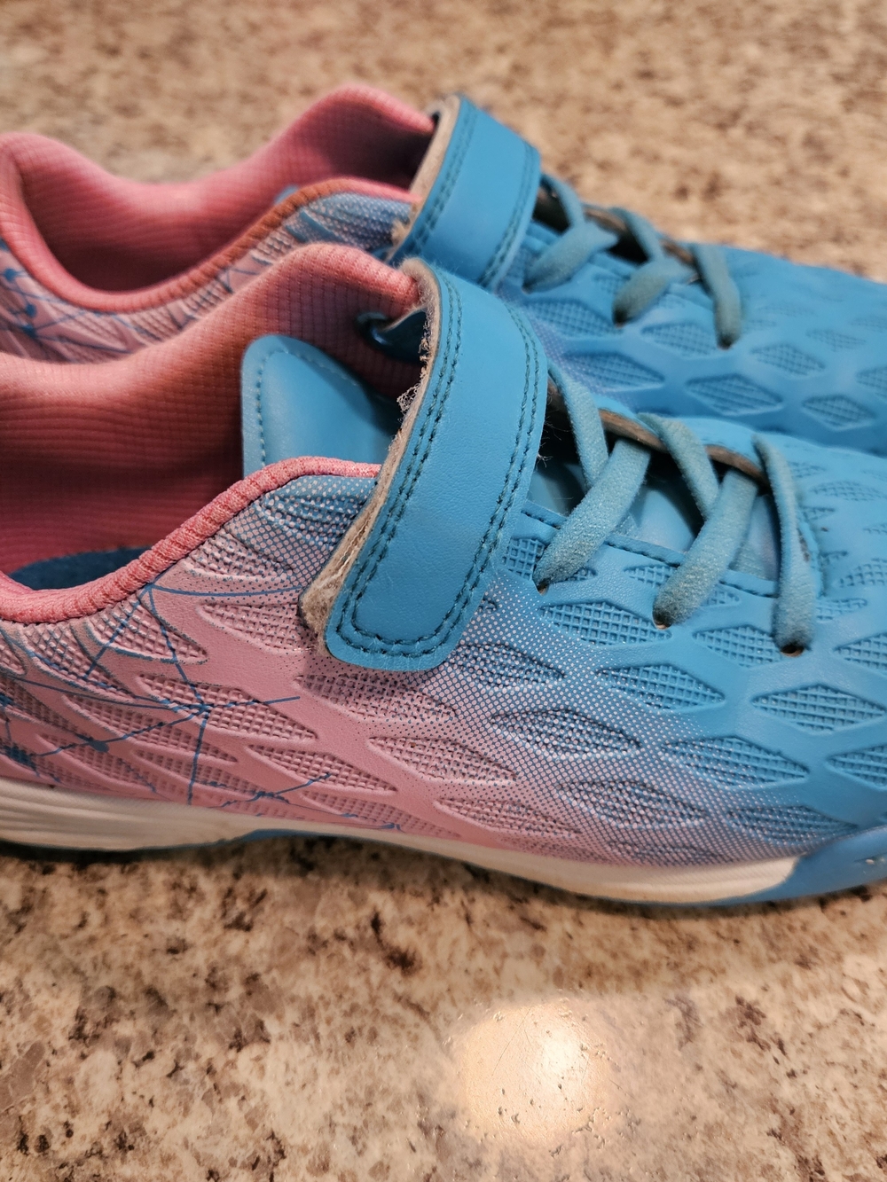 Kids Blue and Pink Cleats- Velcro Closure